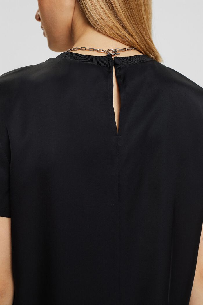 Satynowa bluzka, LENZING™ ECOVERO™, BLACK, detail image number 2