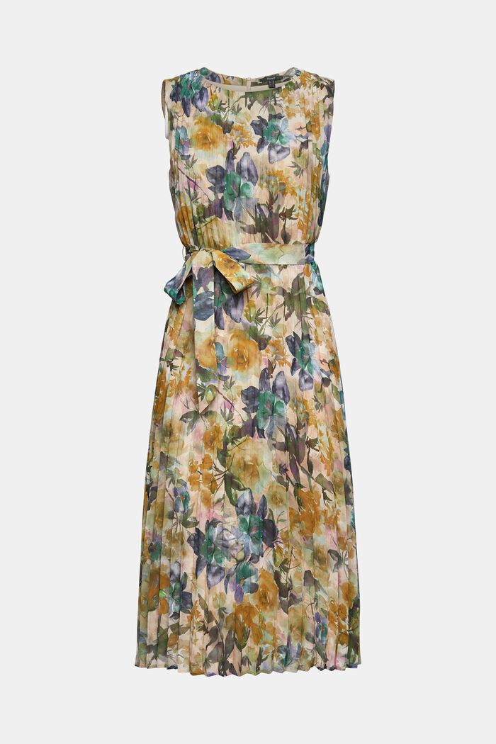 Z recyklingu: plisowana sukienka z nadrukiem w kwiaty, OFF WHITE, detail image number 5