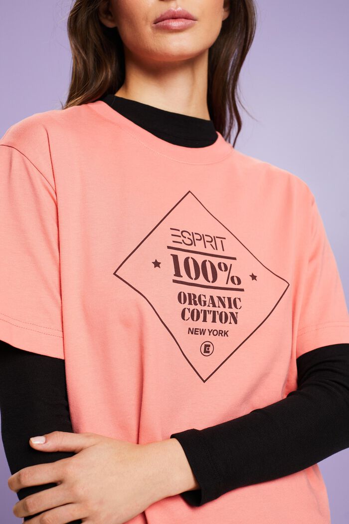 T-shirt z nadrukiem z bawełny organicznej, PINK, detail image number 3