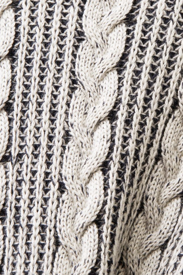 Sweter z okrągłym dekoltem z dzianiny w warkocze, NAVY, detail image number 6