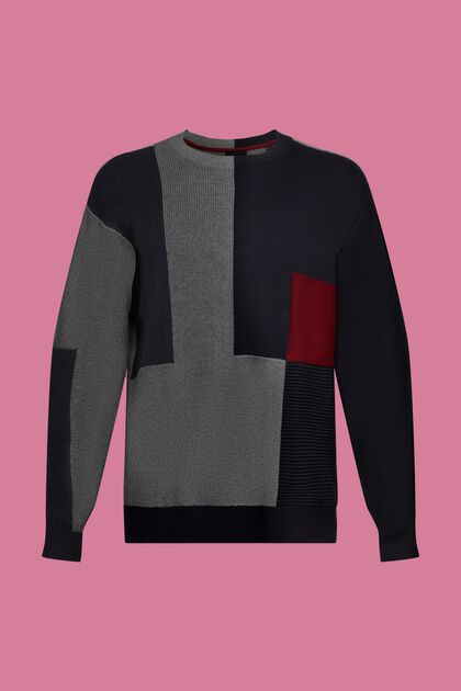 Sweter z okrągłym dekoltem w kolorowe pasy