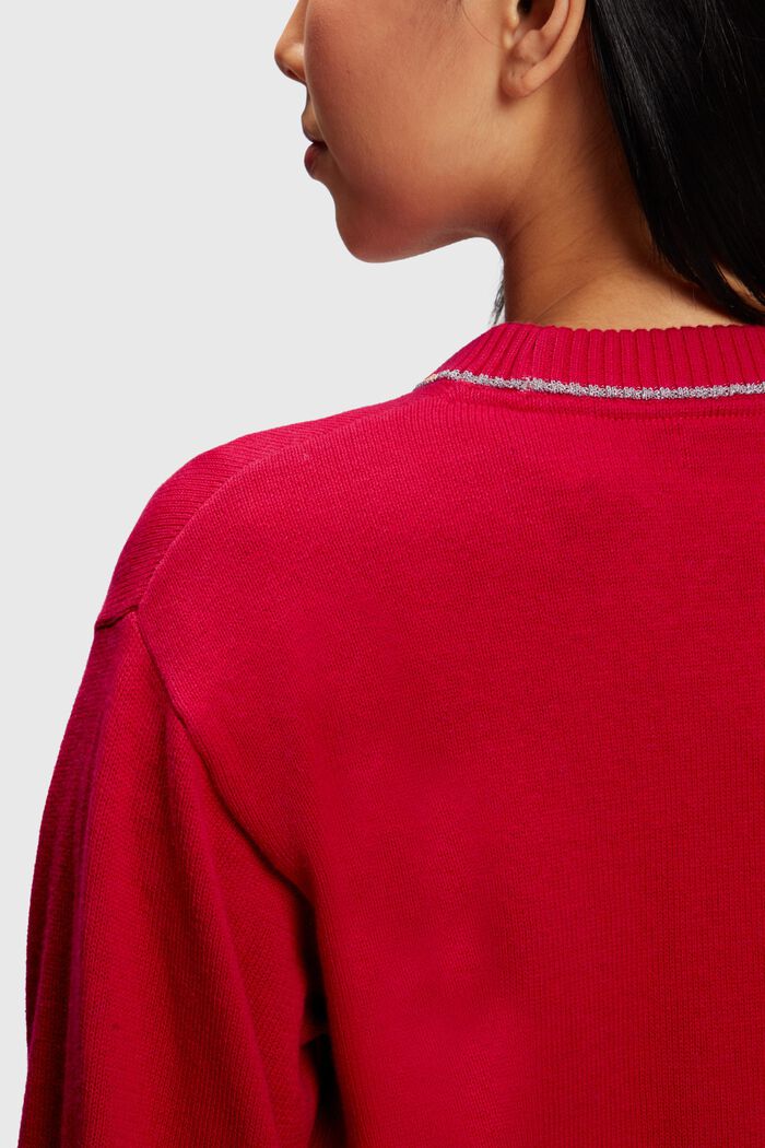 Sweter z bufiastymi rękawami z kaszmirem, RED, detail image number 3
