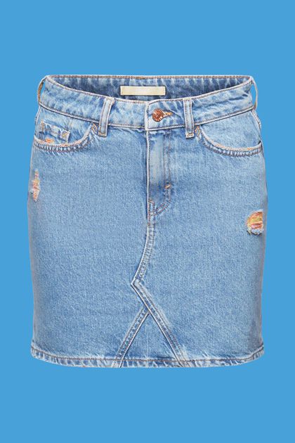 Dżinsowa spódnica mini z prążkowanymi detalami