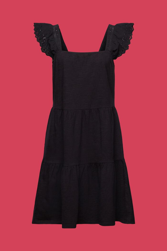 Sukienka z dżerseju z haftowanymi koronkowymi rękawami, BLACK, detail image number 6