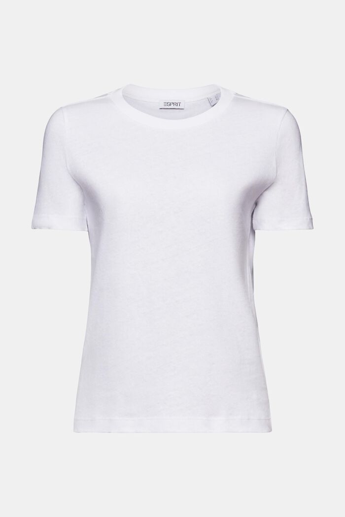 T-shirt z bawełny i lnu, WHITE, detail image number 6