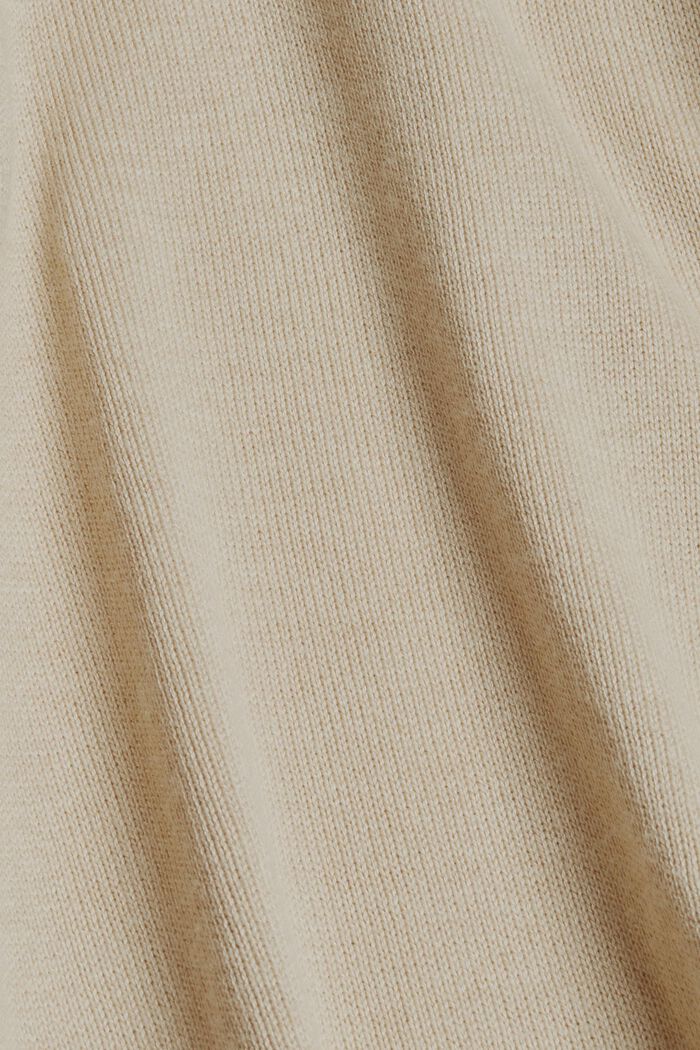Długi kardigan z kapturem z mieszanki z bawełną ekologiczną, BEIGE, detail image number 4