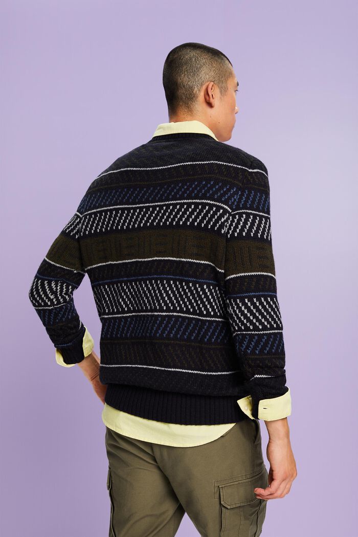 Wzorzysty sweter z mieszanki wełnianej, NAVY, detail image number 3