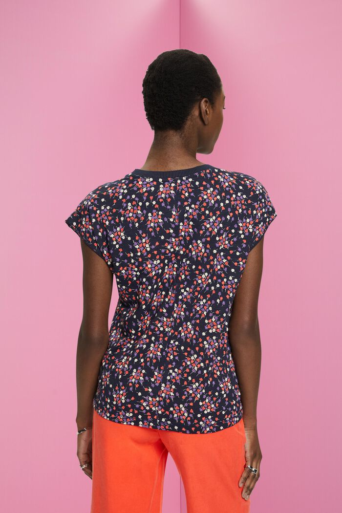 Koszulka bez rękawów z kwiatowym wzorem, NAVY, detail image number 3