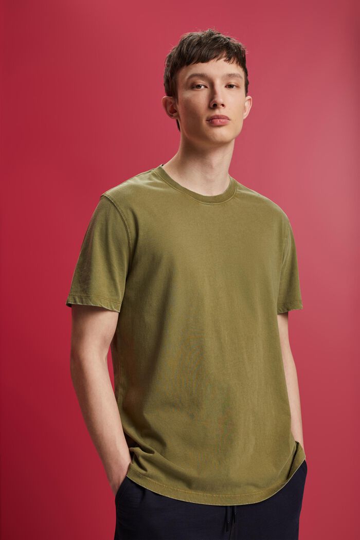 Farbowany po uszyciu T-shirt z jerseyu, 100% bawełna, OLIVE, detail image number 0