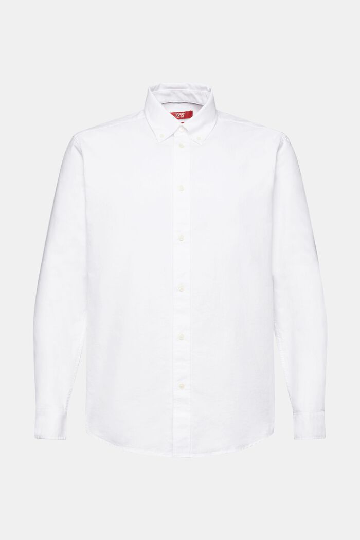 Koszula z kołnierzykiem na guziki z bawełnianej popeliny, WHITE, detail image number 6