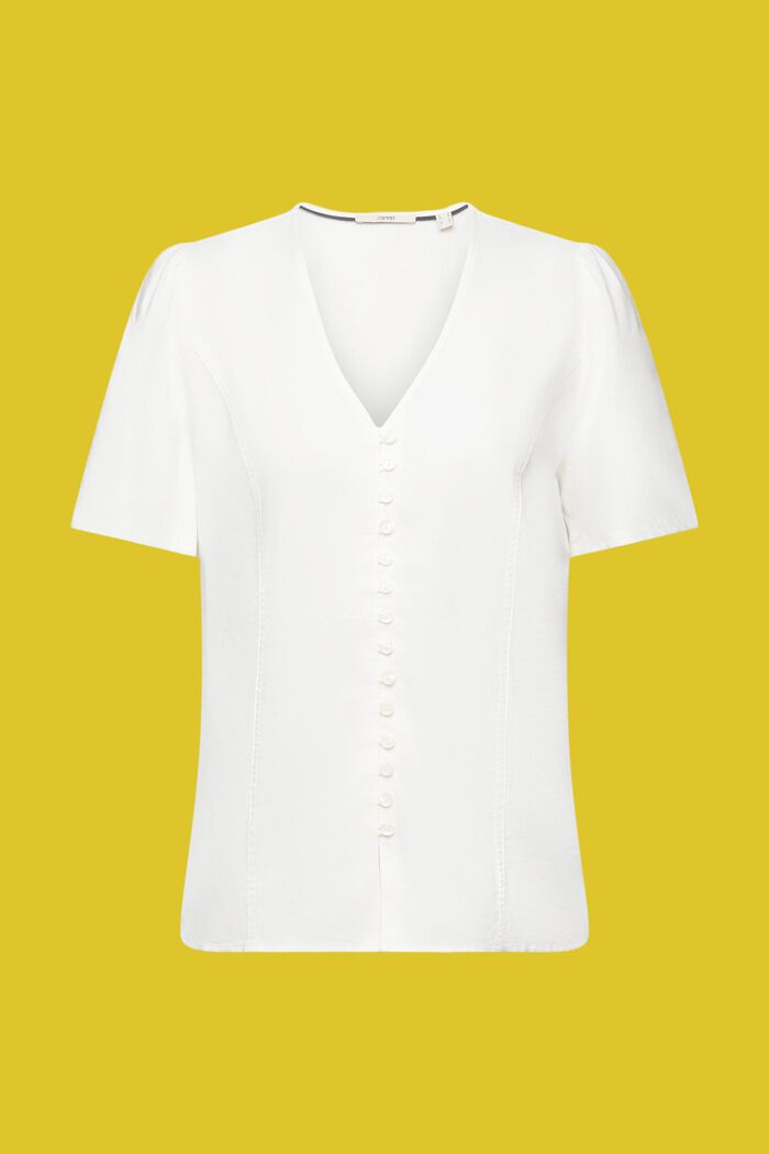 Taliowana bluzka z guzikami, OFF WHITE, detail image number 6