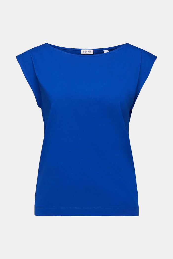 T-shirt z łódkowym dekoltem, BRIGHT BLUE, detail image number 5