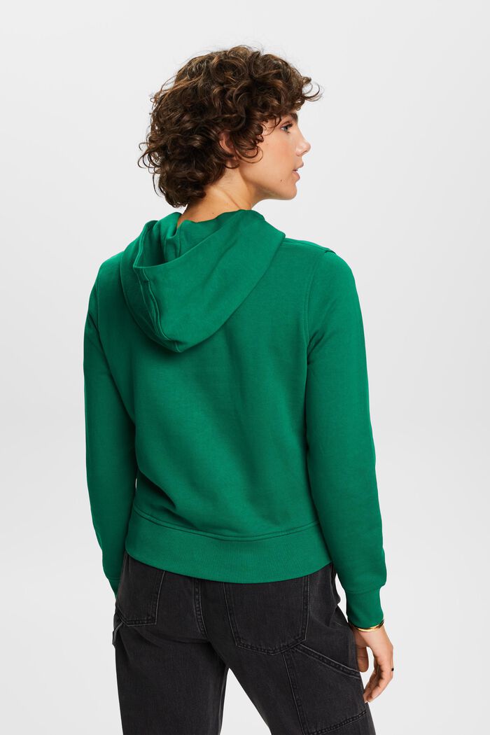 Bluza z kapturem i wyhaftowanym logo, bawełna organiczna, DARK GREEN, detail image number 3
