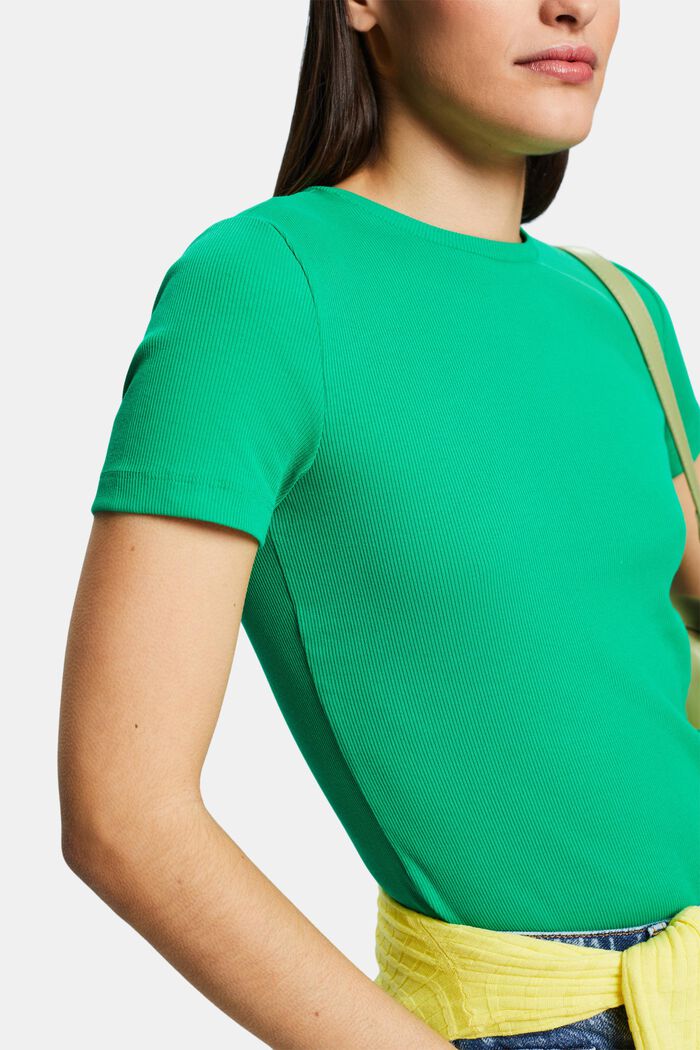 T-shirt z okrągłym dekoltem z dżerseju z bawełny, GREEN, detail image number 3