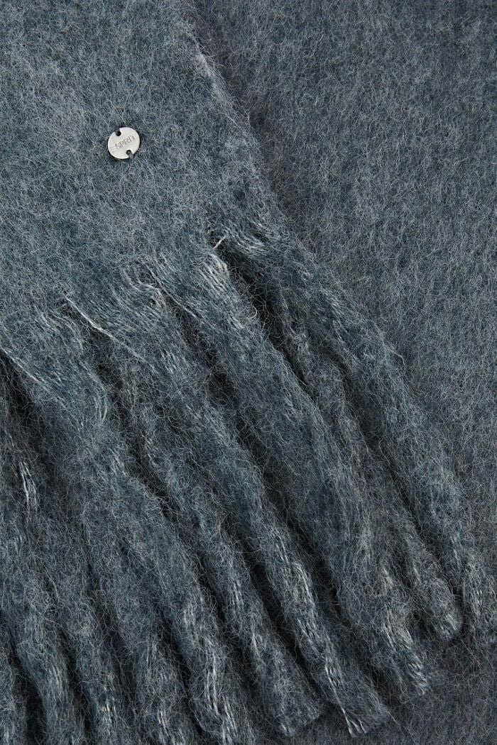 Dzianinowa chusta z frędzlami, PETROL BLUE, detail image number 1