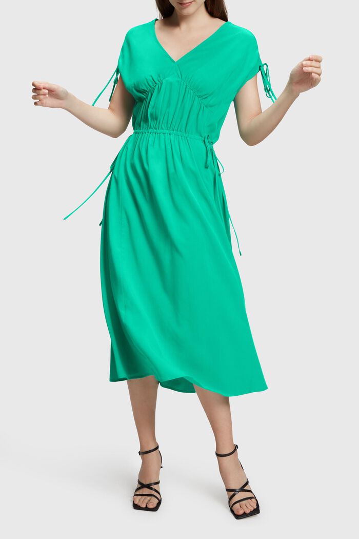 Sukienka z dekoltem w serek Rayon silk, GREEN, detail image number 0