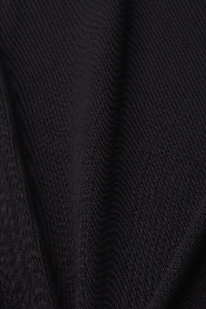 Bawełniany T-shirt z podwiniętymi rękawami, BLACK, detail image number 4