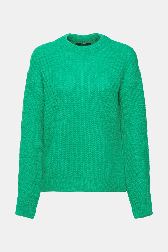 Sweter z dzianiny o grubym splocie, z wełną z alpaki, LIGHT GREEN, detail image number 2