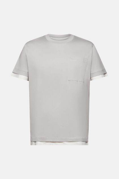 T-shirt z okrągłym dekoltem w warstwowym stylu, 100% bawełna