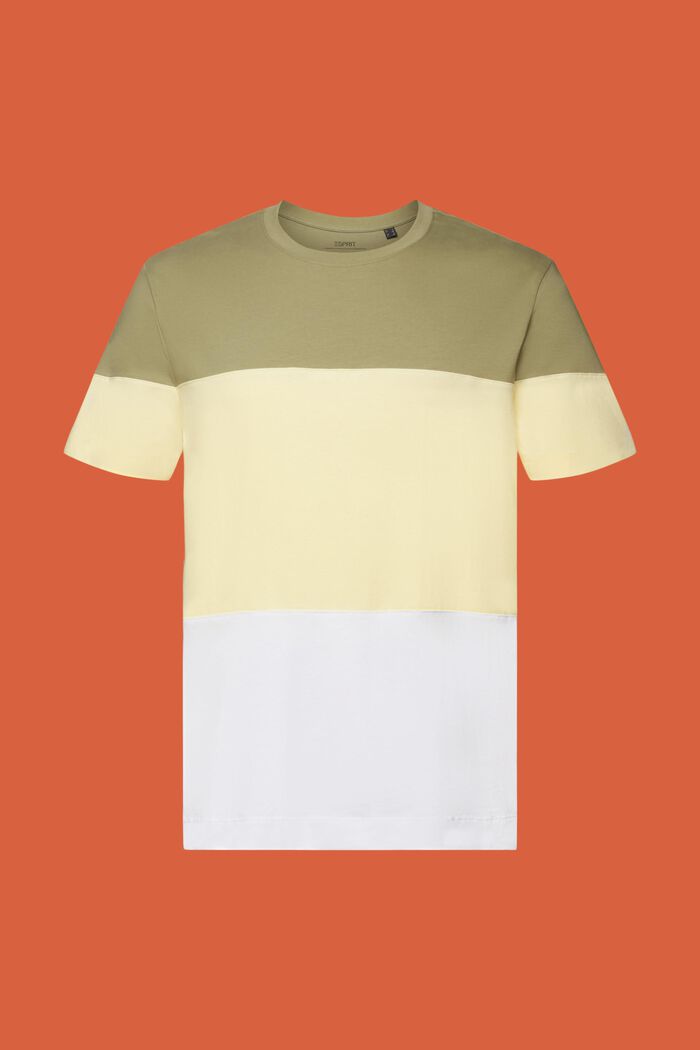 T-shirt w bloki kolorów, 100% bawełny, LIGHT KHAKI, detail image number 5