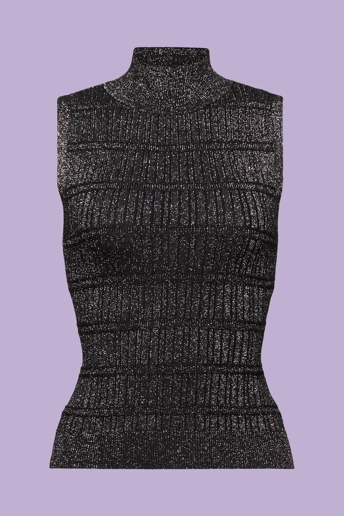 Sweter z bez rękawów z lamy, BLACK, detail image number 6