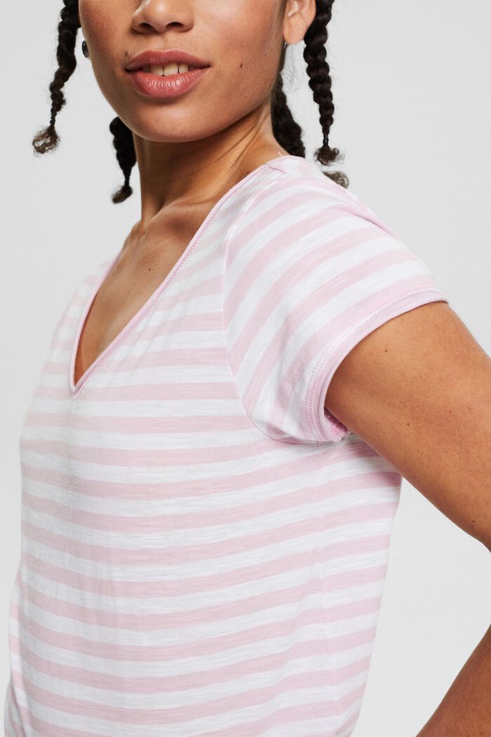 Pasiasty T-shirt z bawełny organicznej, PINK, detail image number 0