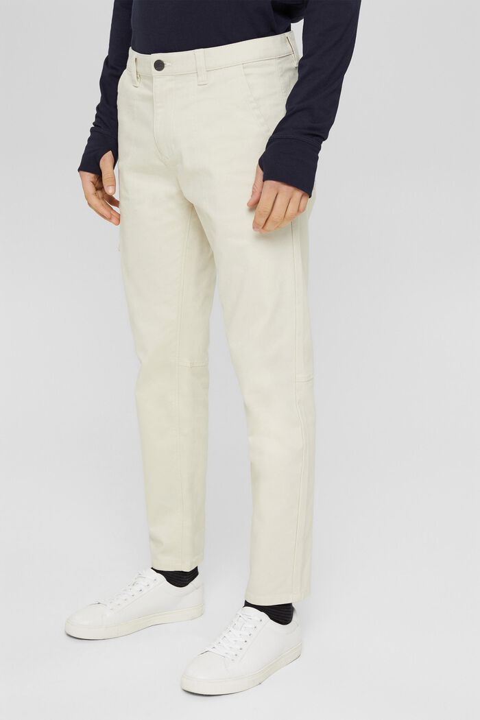 Spodnie w stylu cargo z mieszanki z bawełną ekologiczną, OFF WHITE, detail image number 0