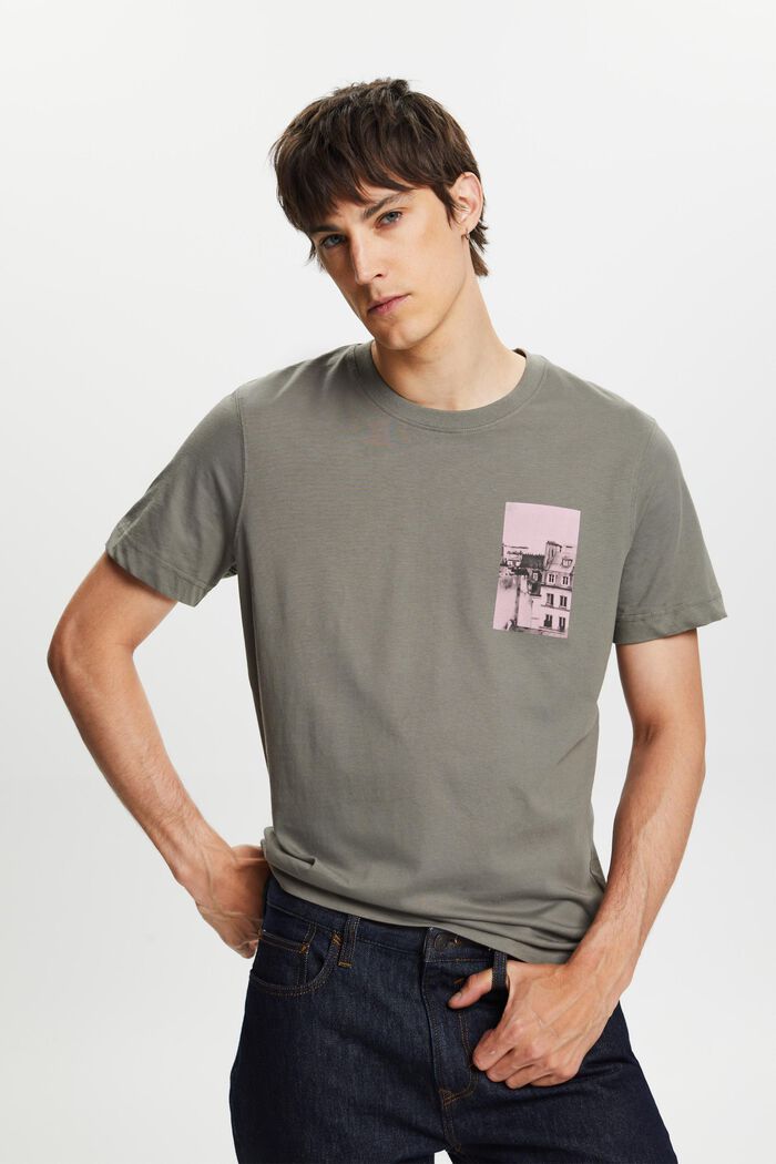 T-shirt z nadrukiem z przodu i z tyłu, GUNMETAL, detail image number 0