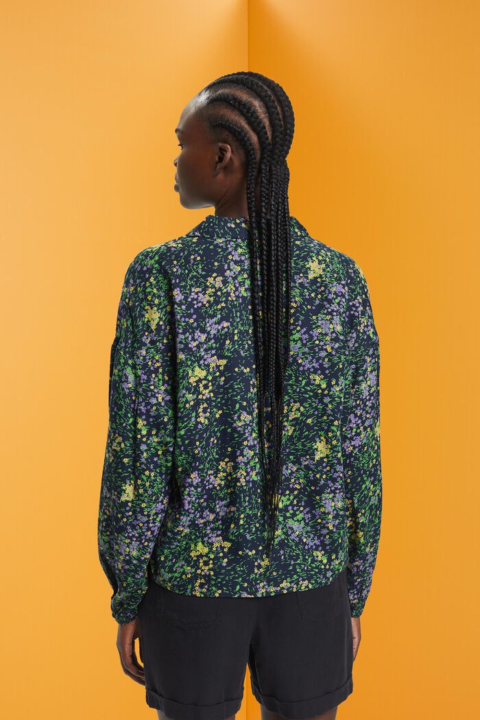 Bluzka z bawełny z kwiatowym nadrukiem, NAVY, detail image number 3