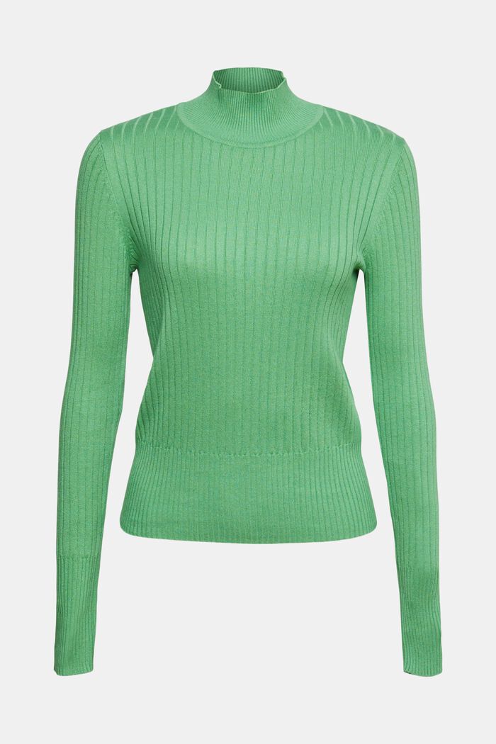 Sweter z prążkowanej dzianiny, GREEN, detail image number 5