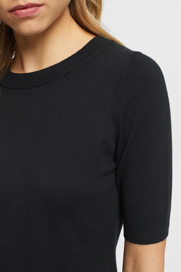 Dzianinowy sweter z krótkim rękawem, BLACK, detail image number 2