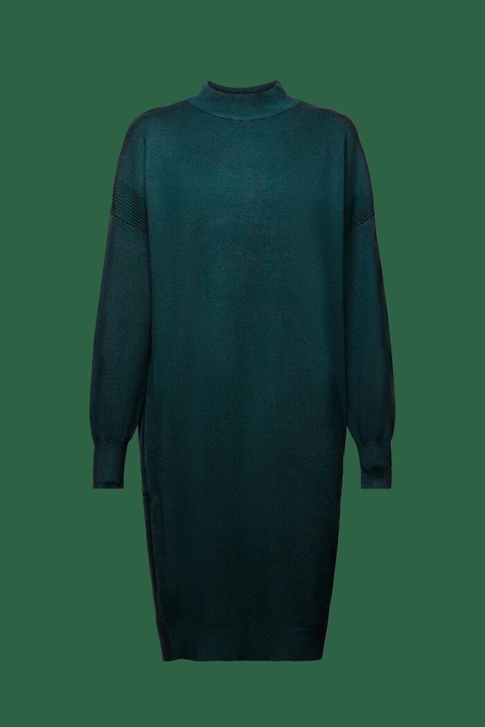 Dzianinowa sukienka ze stójką, EMERALD GREEN, detail image number 6