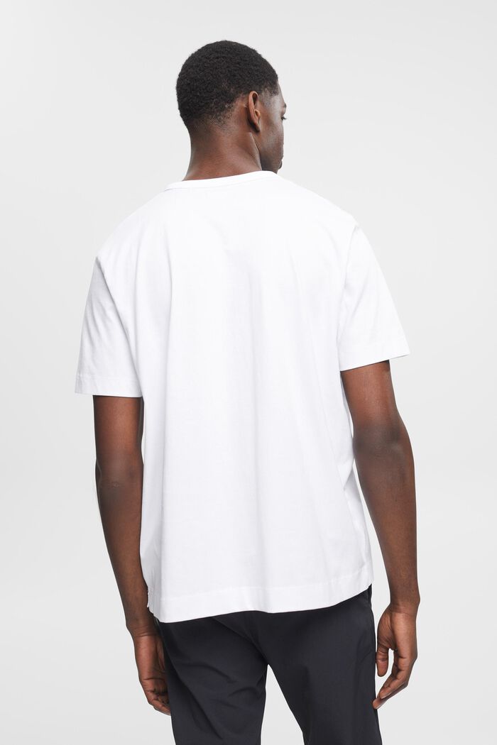 Bawełniany T-shirt z nadrukiem na piersi, WHITE, detail image number 3