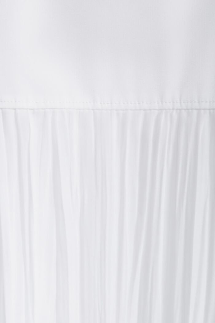 Marszczona sukienka koszulowa midi, WHITE, detail image number 4