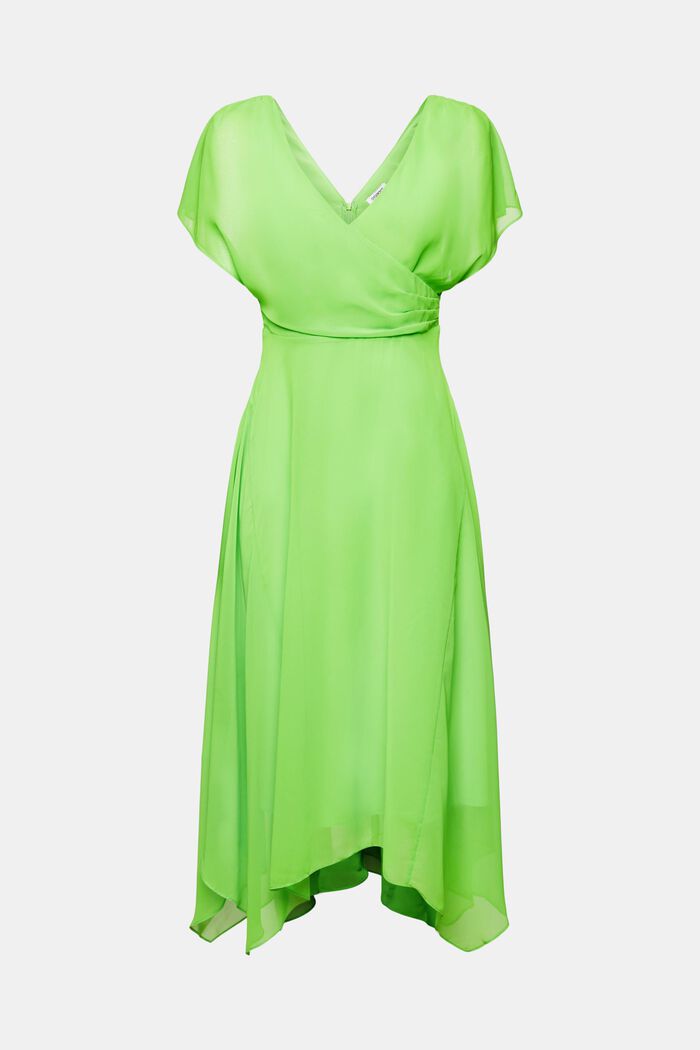 Szyfonowa sukienka maxi z dekoltem w serek, CITRUS GREEN, detail image number 7