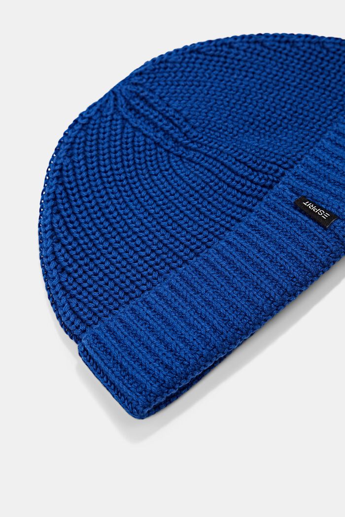 Krótka czapka beanie z bawełny, BRIGHT BLUE, detail image number 1