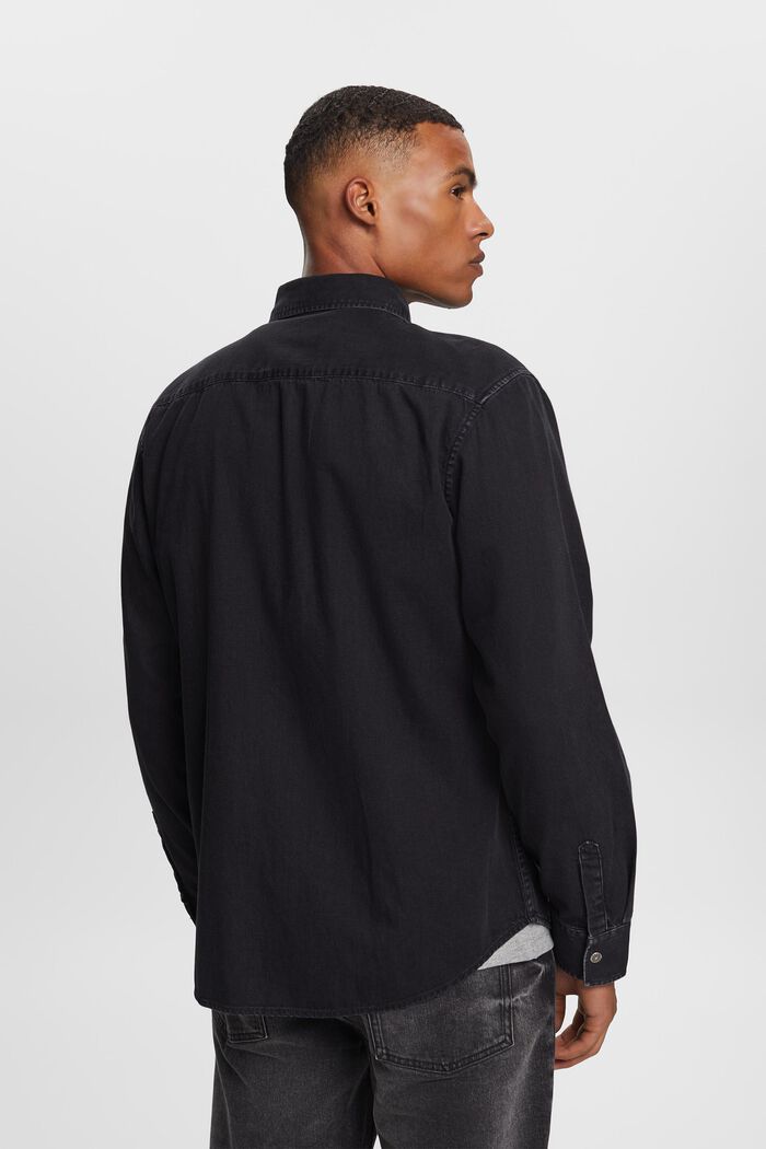 Dżinsowa koszula, 100% bawełny, BLACK DARK WASHED, detail image number 3