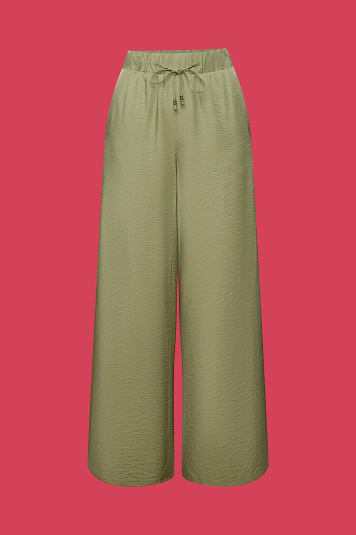 Satynowe spodnie z szerokimi nogawkami, LIGHT KHAKI, detail image number 6