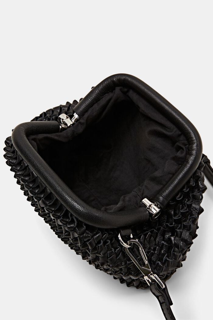 Skórzana torba na ramię w plecionym stylu, BLACK, detail image number 2