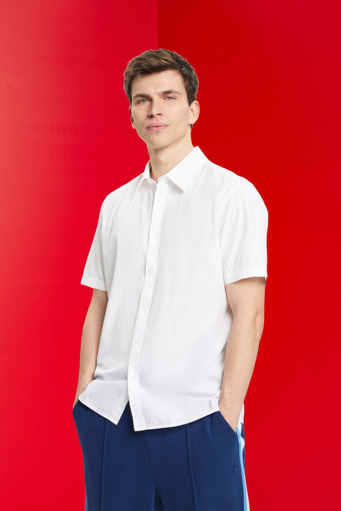 Koszula z ekologicznej bawełny z krótkimi rękawami, WHITE, detail image number 0
