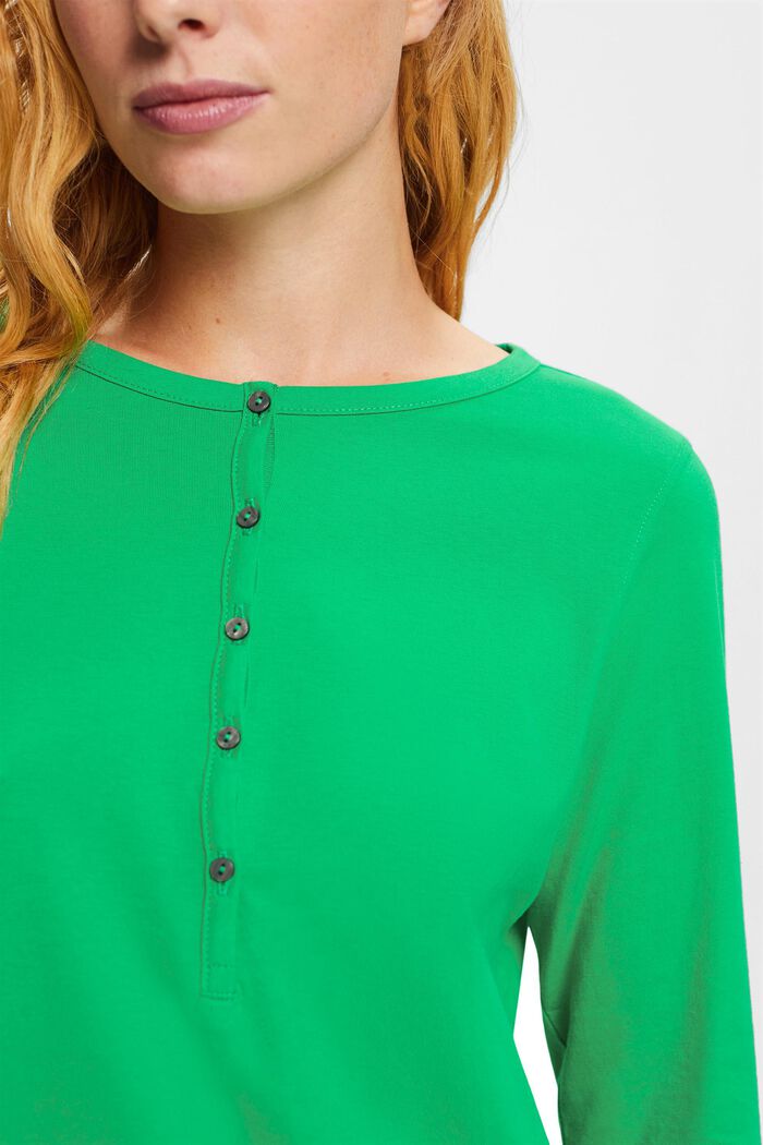 Bawełniany top henley, GREEN, detail image number 1