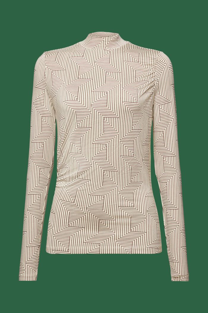 Dżersejowa koszulka z długim rękawem i nadrukiem, BEIGE, detail image number 6