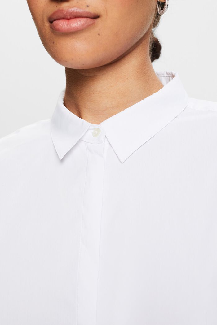 Bluzka koszulowa z popeliny, WHITE, detail image number 3