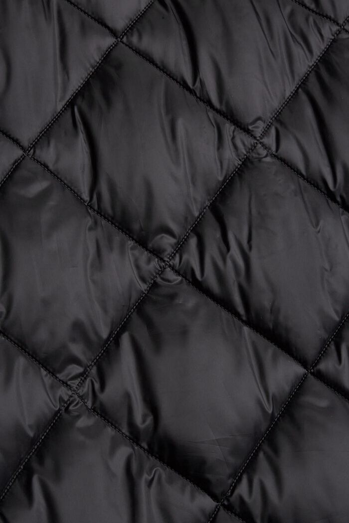 Z recyklingu: pikowany płaszcz z kapturem, BLACK, detail image number 4