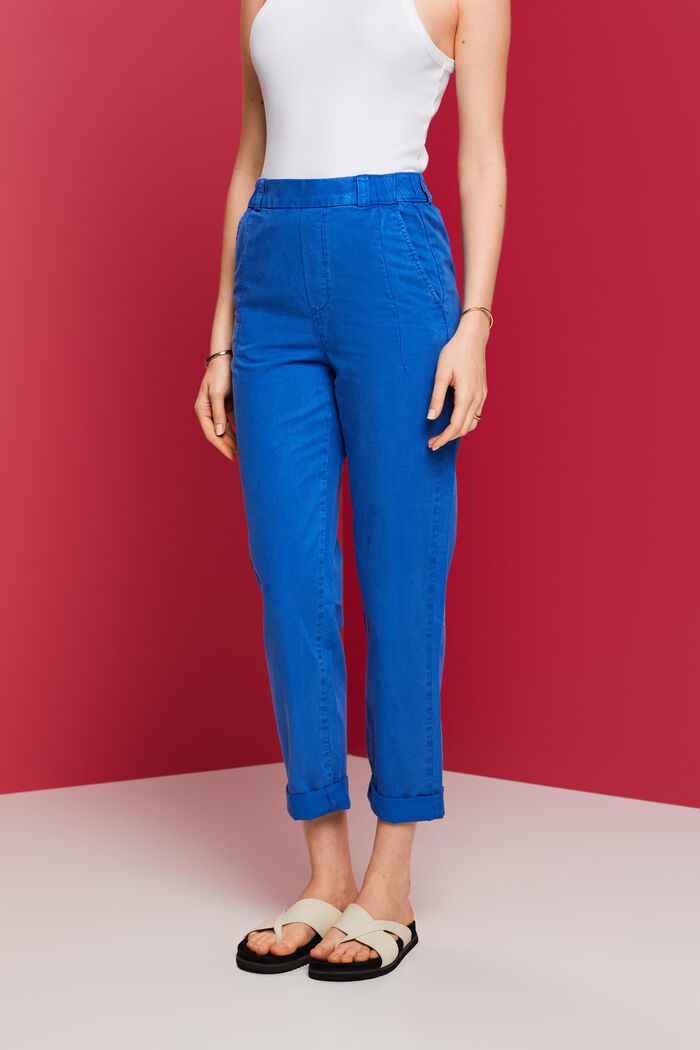 Skrócone spodnie chino bez zapięcia, BRIGHT BLUE, detail image number 0