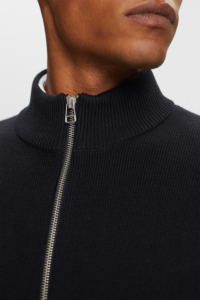 Rozpinany sweter, 100% bawełna, BLACK, detail image number 3