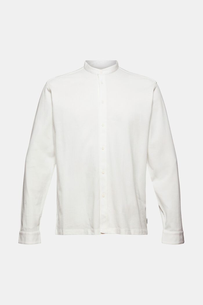 Bluzka z długim rękawem z piki, merceryzowana bawełna ekologiczna, OFF WHITE, detail image number 7