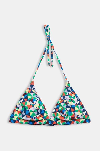 Z recyklingu: góra od bikini z wiązaniem na szyi i wzorem na całej powierzchni
