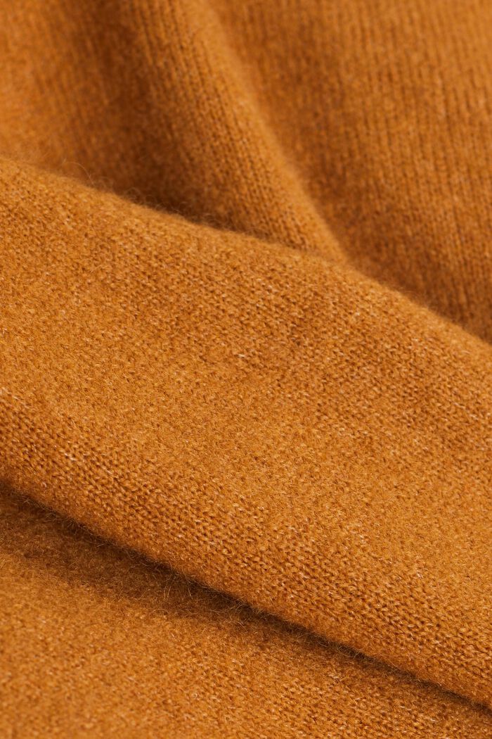 Sweter z półgolfem z wełną, CARAMEL, detail image number 6