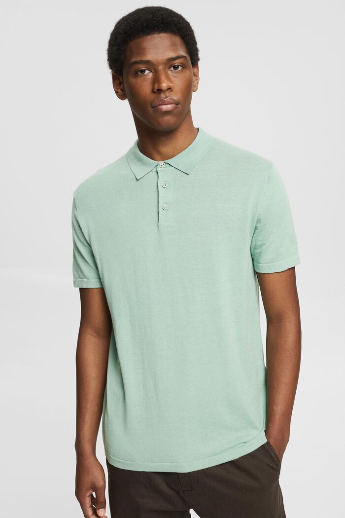 Z włóknem TENCEL™: koszulka polo w dzianinowym stylu, LIGHT GREEN, overview